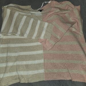 Torrid V-Neck Sweater - Pink and Cream Stripes